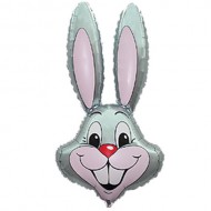 Grey Rabbit Head Supershape Balloon